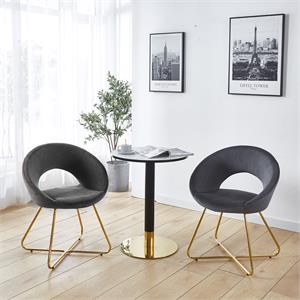Kingway Furniture Trancy Velvet 2-PC Accent Chair in Gray