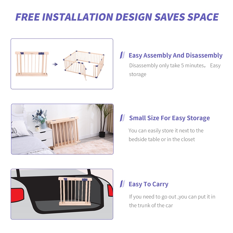 Kingway Furniture Baby Wood Saftey Gate with Blue connector