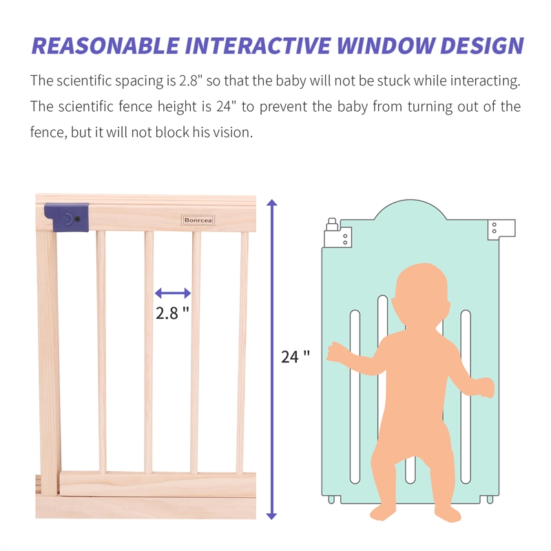 Kingway Furniture Baby Wood Saftey Gate with Blue connector