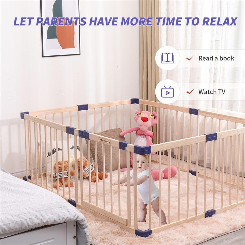 Kingway Furniture Baby Wood Saftey Gate with Blue connector