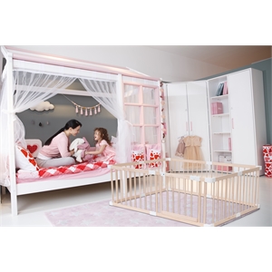 Kingway Furniture Baby Wood Saftey Gate in Off White with White connector