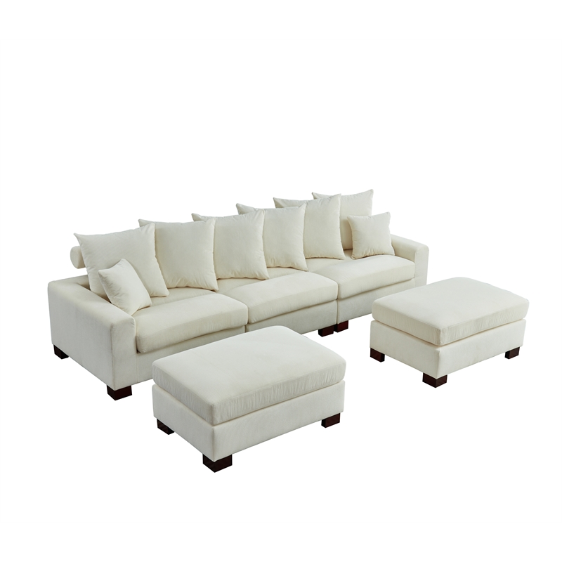 Aira Corduroy Fabric 5 - Piece Sectional in Beige