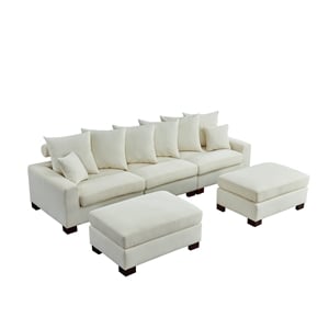 Aira Corduroy Fabric 5 - Piece Sectional in Beige