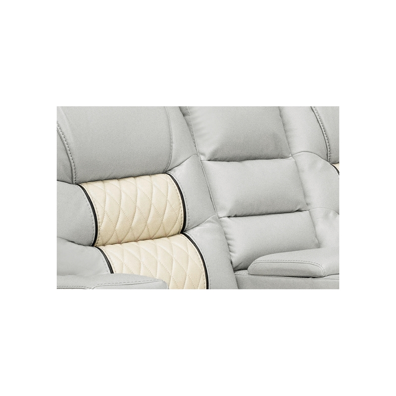 Kamiri 5 - Piece Faux Leather Reclining Two-Tone Sectional in Beige