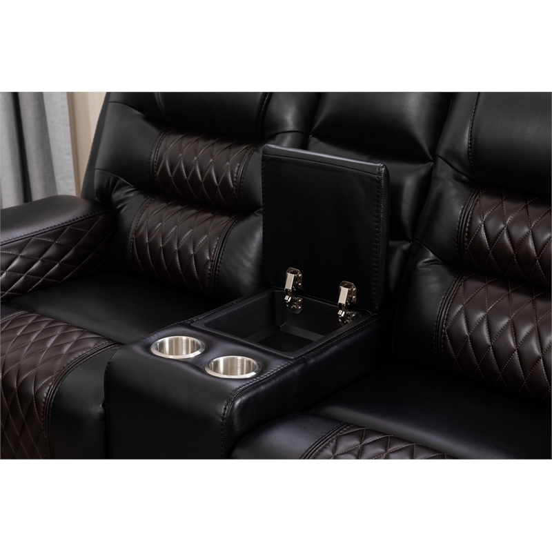 Ilyiano Two Tone Faux Leather 2-Piece Livingroom Reclining Set In Black