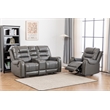 Ilyiano Two Tone Faux Leather 2-Piece Livingroom Reclining Set In Gray