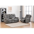 Ilyiano Two Tone Faux Leather 2-Piece Livingroom Reclining Set In Gray