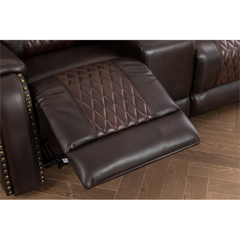 Ilyiano Two Tone Faux Leather Livingroom Reclining Loveseat In Brown
