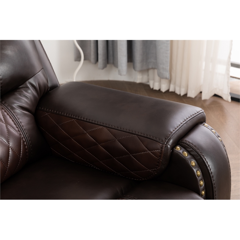 Ilyiano Two Tone Faux Leather Three-PC Livingroom Reclining Set In Brown
