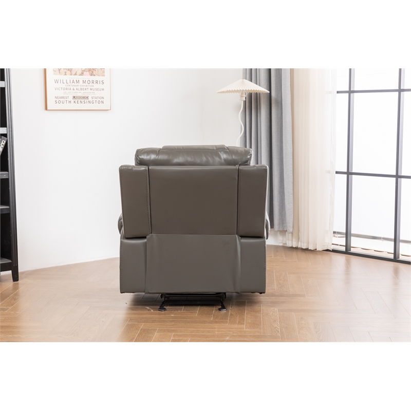 Ilyiano Two Tone Faux Leather Rocker Recliner In Gray