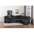 Dexoni LED Faux Leather Reclining Sectional in Black