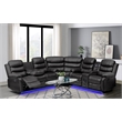 Dexoni LED Faux Leather Reclining Sectional in Black