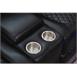 Hathrone Faux Leather Power Reclining Sectional LED USB and SubWoofer In Black