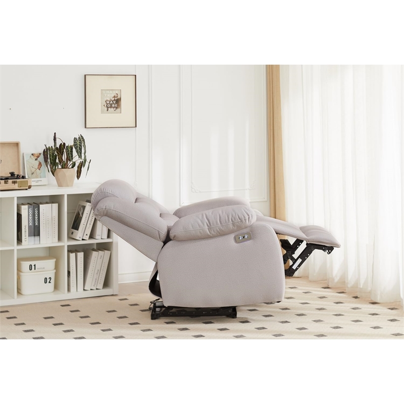 Kingway Adrien Fabric Power Recliner With USB in Gray