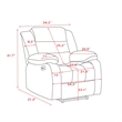 Kingway Adrien Fabric Power Recliner With USB in Gray