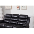 Faux Leather Manual Reclining Sofa with LED Lights With Drop Down Table