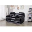 Faux Leather Manual Reclining Sofa with LED Lights With Drop Down Table