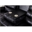 Faux Leather Manual Reclining Sofa with LED Lights With Drop Down Table