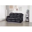 Faux Leather Manual Reclining Sofa with LED Lights With Drop Down Table
