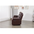 Faux Leather Manual Reclining Sofa with LED Lights With Drop Down Table