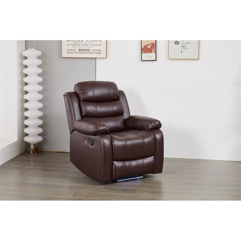 Luxury Faux Leather Recliner Chair with LED Lights