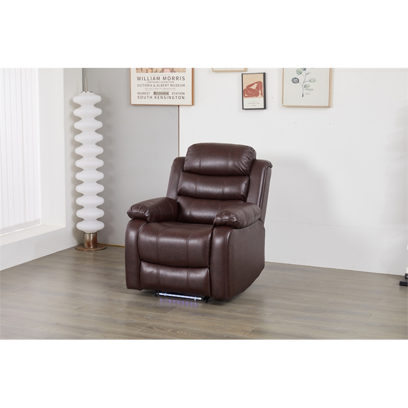 Luxury Faux Leather Recliner Chair with LED Lights