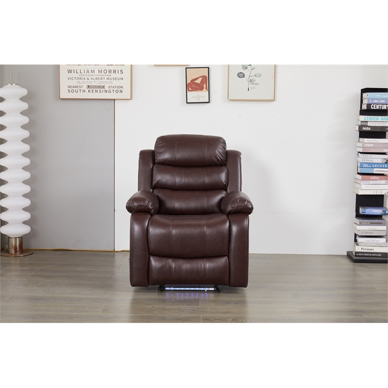 Luxury Faux Leather Recliner Chair with LED Lights