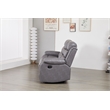 Faux Leather Manual Reclining Sofa with LED Lights With Drop Down Table