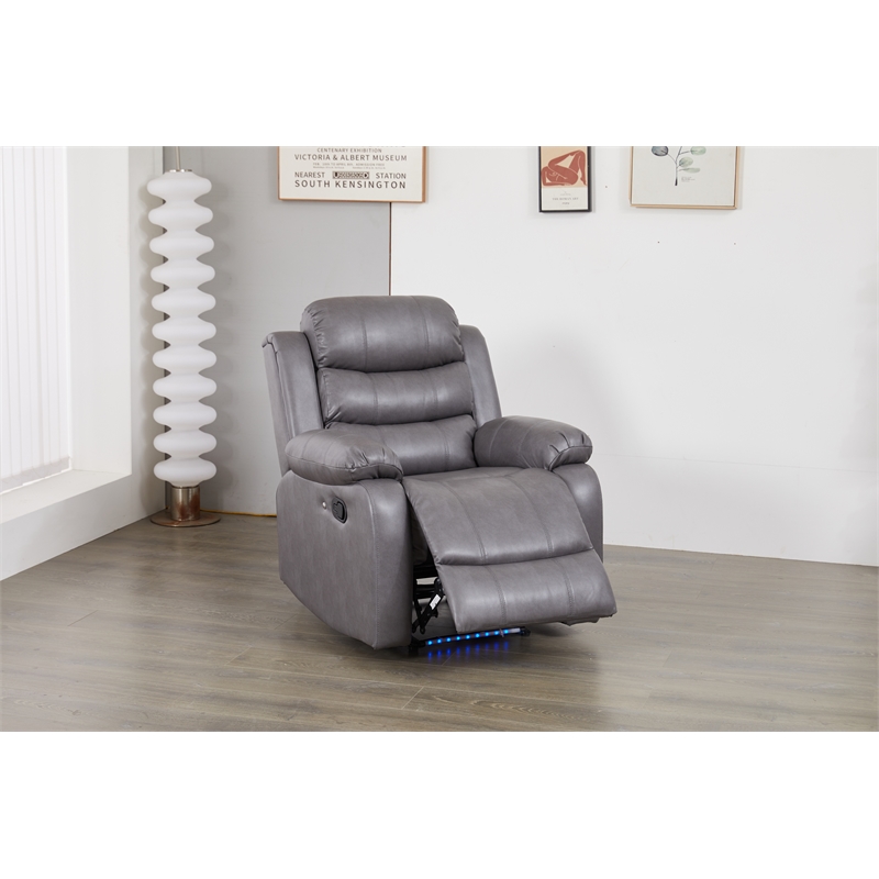 Luxury Faux Leather Recliner Chair with LED Lights