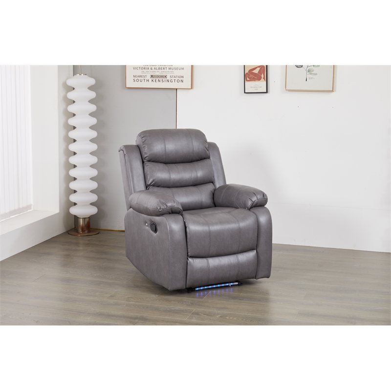Luxury Faux Leather Recliner Chair with LED Lights