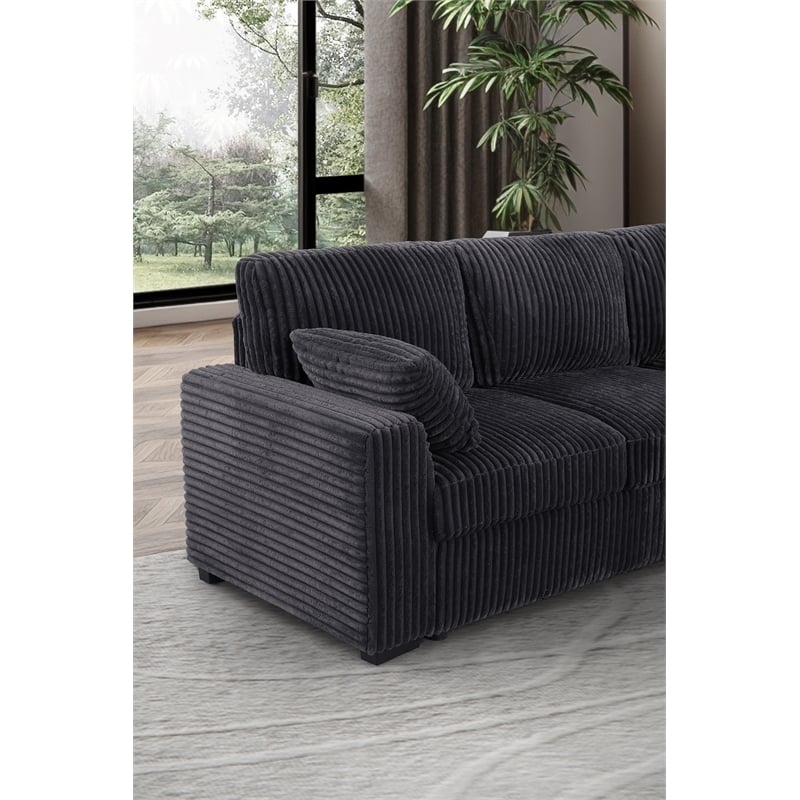 Oversized Upholstered Corduroy Sleeper Sectional Sofa With Storage Chaise