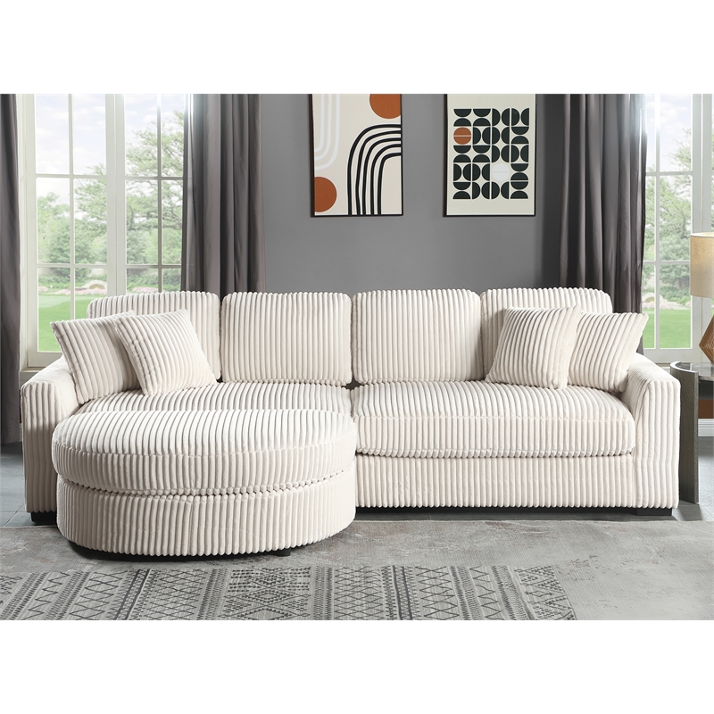 Oversized 111 Inch Wide Corduroy 3pc Sectional