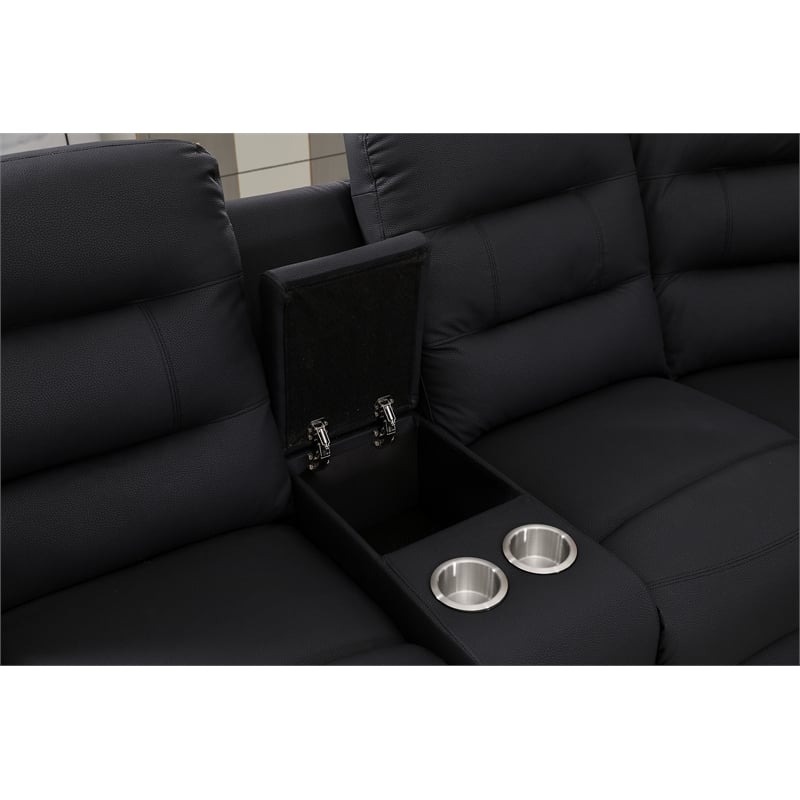 Modern Reclining Sectional Sofa with Cup Holders and Storage