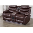 Faux Leather Manual Reclining Loveseat with LED and Console With SubWoofer