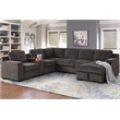 U-Shaped Sectional Sofa Bed Pull Out Sleeper Couch With Storage Chaise in Brown