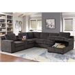 U-Shaped Sectional Sofa Bed Pull Out Sleeper Couch With Storage Chaise in Brown