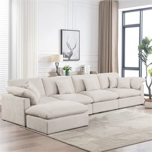 Modern 152&quot U Shape Chenille Sectional Sofa Cloud Couch With Removable Ottoman