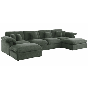 Modern 152&quot U Shape Chenille Sectional Sofa Cloud Couch With Removable Ottomans