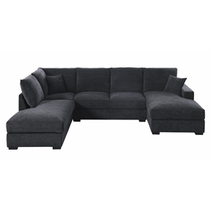 127&quot Wide Luxury Chenille Deep Seating Sectional Sofa U-Shaped Couch with Dual Chaises for Living Room in Dark Gray