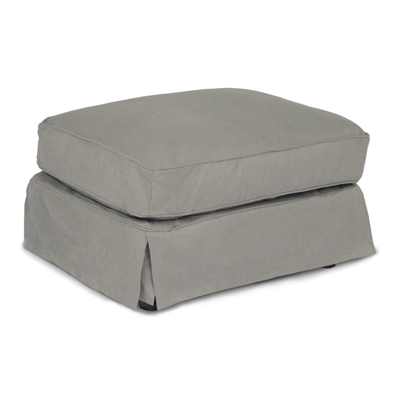 Sunset Trading Americana Box Cushion Fabric Slipcovered Ottoman in Gray