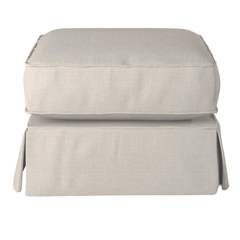 Sunset Trading Horizon Wood/Fabric Slipcovered Ottoman in Light Gray