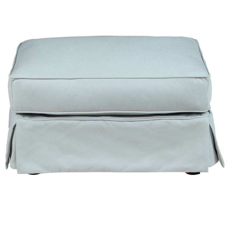 Sunset Trading Horizon Wood/Fabric Slipcovered Ottoman in Navy Blue
