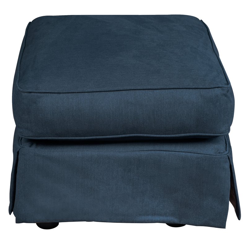 Sunset Trading Horizon Wood/Fabric Slipcovered Ottoman in Navy