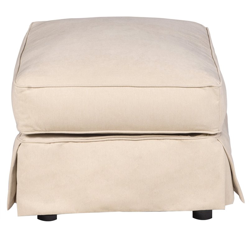 Sunset Trading Horizon Wood/Fabric Slipcovered Ottoman in Tan