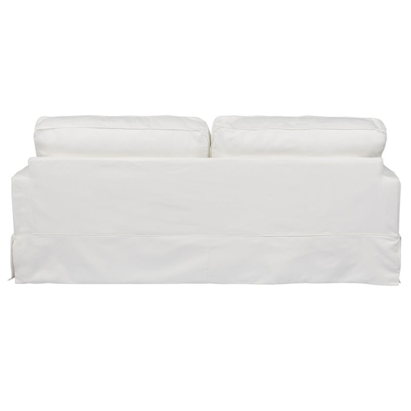 Sunset Trading Americana Box Cushion Fabric Slipcovered Sofa in White