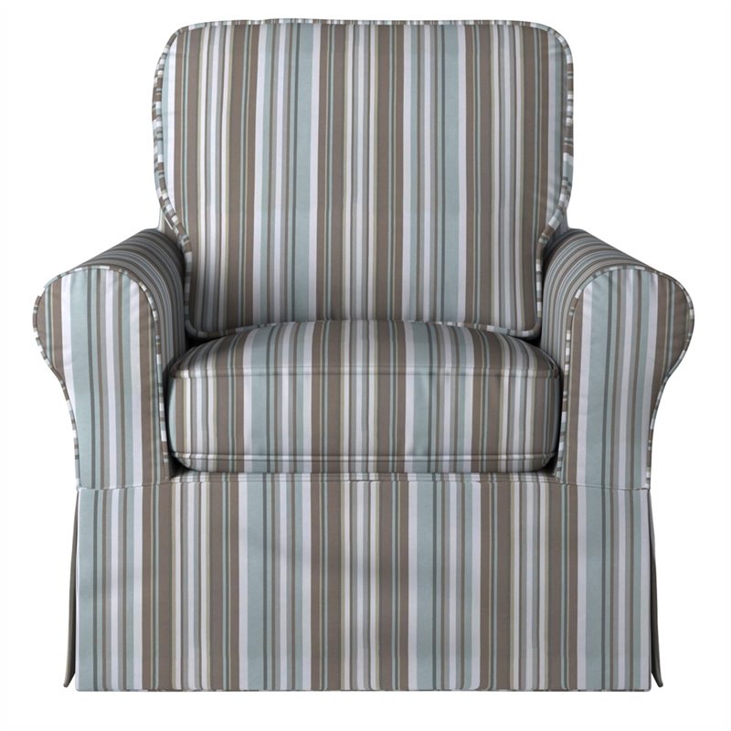 Sunset Trading Horizon Fabric Slipcovered Swivel Rocking Chair in Brown
