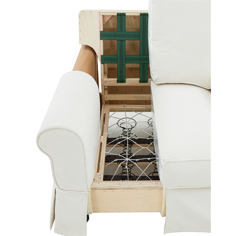 Sunset Trading Horizon Cotton Slipcovered Swivel Rocking Chair in Warm White