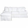 Sunset Trading Horizon Cotton Slipcover Reversible Chaise Sleeper Sofa in White