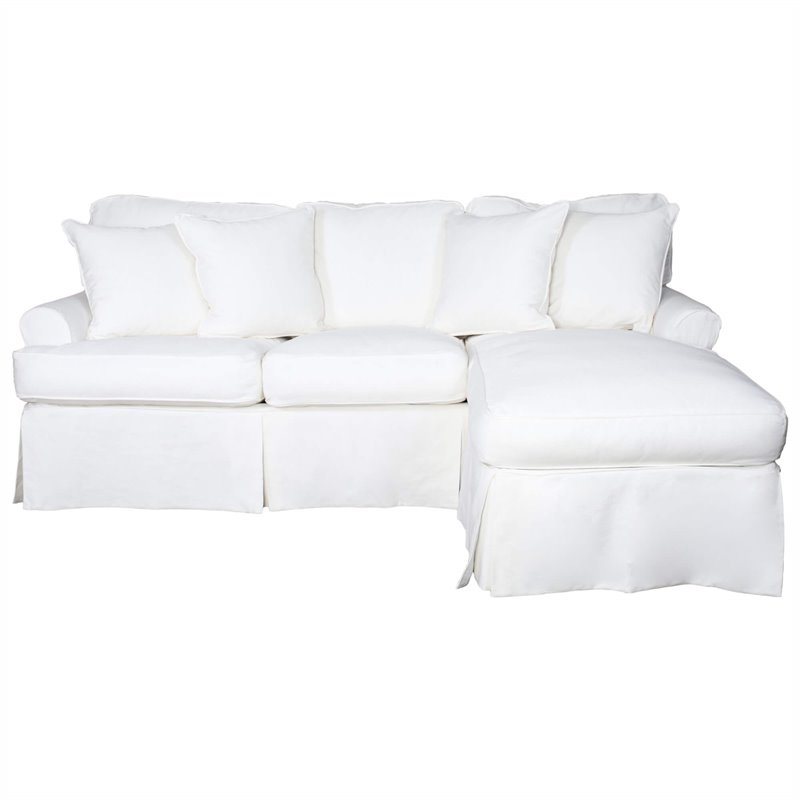 Sunset Trading Horizon Cotton Slipcover Reversible Chaise Sleeper Sofa in White