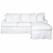 Sunset Trading Horizon Cotton Slipcover Reversible Chaise Sleeper Sofa in White